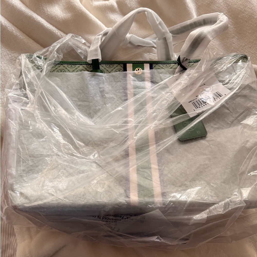Tory Burch Green and White Tote Bag - original - Picture 2 of 9
